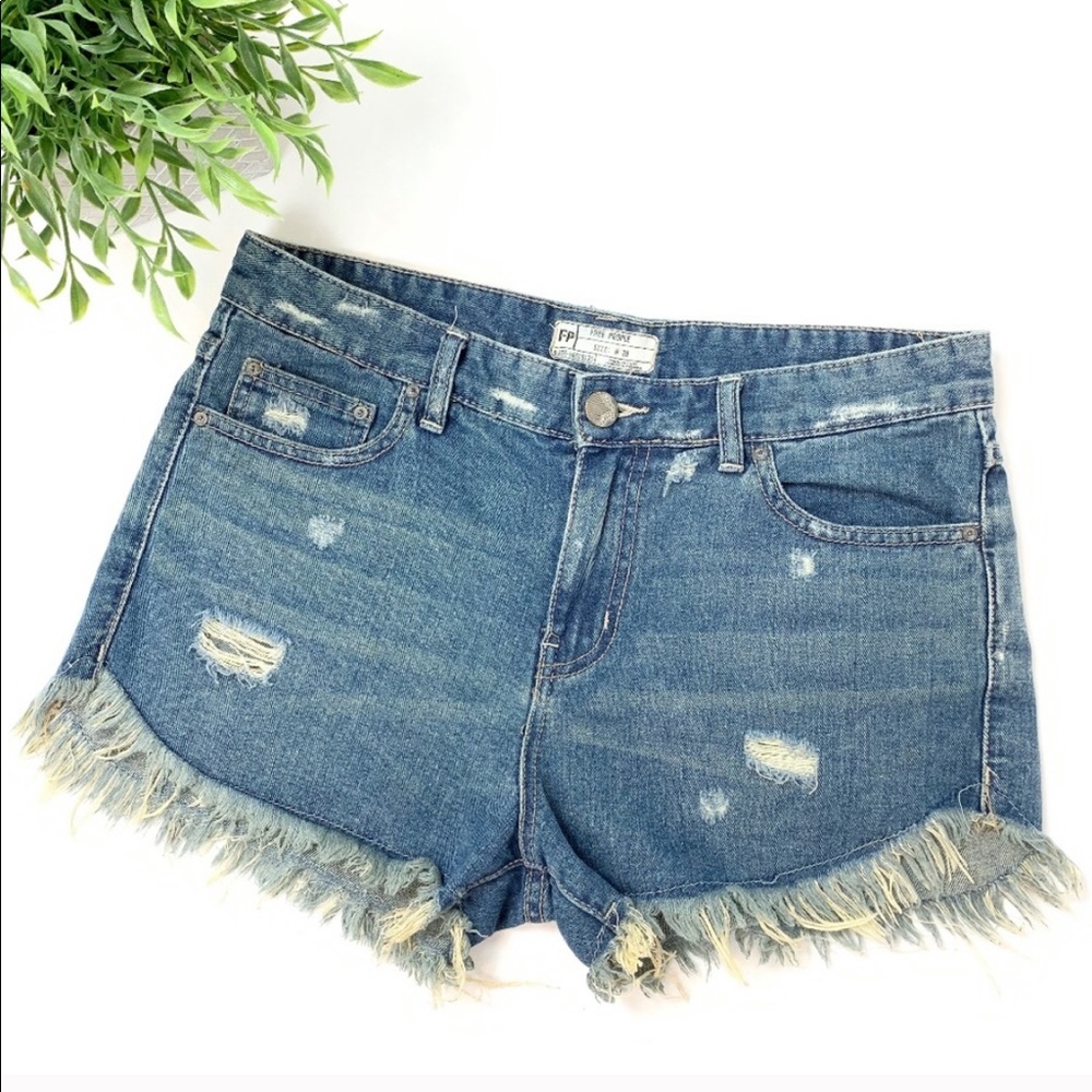 Free people distressed festival denim shorts